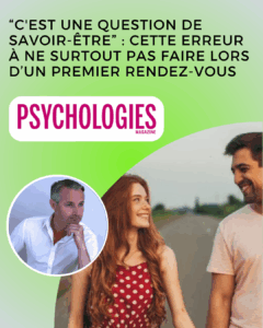 💘 Premier rendez-vous : l’erreur qui peut tout gâcher… Ce n’est pas une question de look ou de resto chic… mais de savoir-être. La plus grande faute ? Vouloir se « vendre » à tout prix, au lieu d’écouter, d’être présent, d’être vrai. Et si séduire, c’était avant tout oser se montrer vulnérable, écouter sincèrement… et laisser la magie opérer ? 💬 Tu veux savoir ce qu’il faut vraiment éviter ? 👉 L’article est en ligne sur Psychologies Magazine !