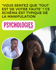 Quand « tout est de votre faute » devient un piège psychologique Vous avez déjà l’impression que, dans certaines relations, vous finissez toujours par porter le chapeau – même quand ce n’est pas votre faute ? Vous n’êtes pas seul·e, et ce sentiment est parfois le signe d’une manipulation subtile et destructrice. Le dernier article de Psychologies explore ce schéma toxique : le mécanisme de culpabilisation, qui vous amène à douter de votre perception, à vous sentir responsable d’un déséquilibre qui ne vous appartient pas. On y découvre comment ce jeu peut s’emparer de la communication, altérer votre confiance en vous (et en vos proches), et installer un rapport de pouvoir insidieux. Des éclairages éclairants pour comprendre, décrypter et se protéger. Prenez le temps de le lire, de vous informer… et de vous libérer de cette emprise. #Manipulation #Culpabilisation #Psychologie #BienÊtre #PsychoEducatif #SeProtéger